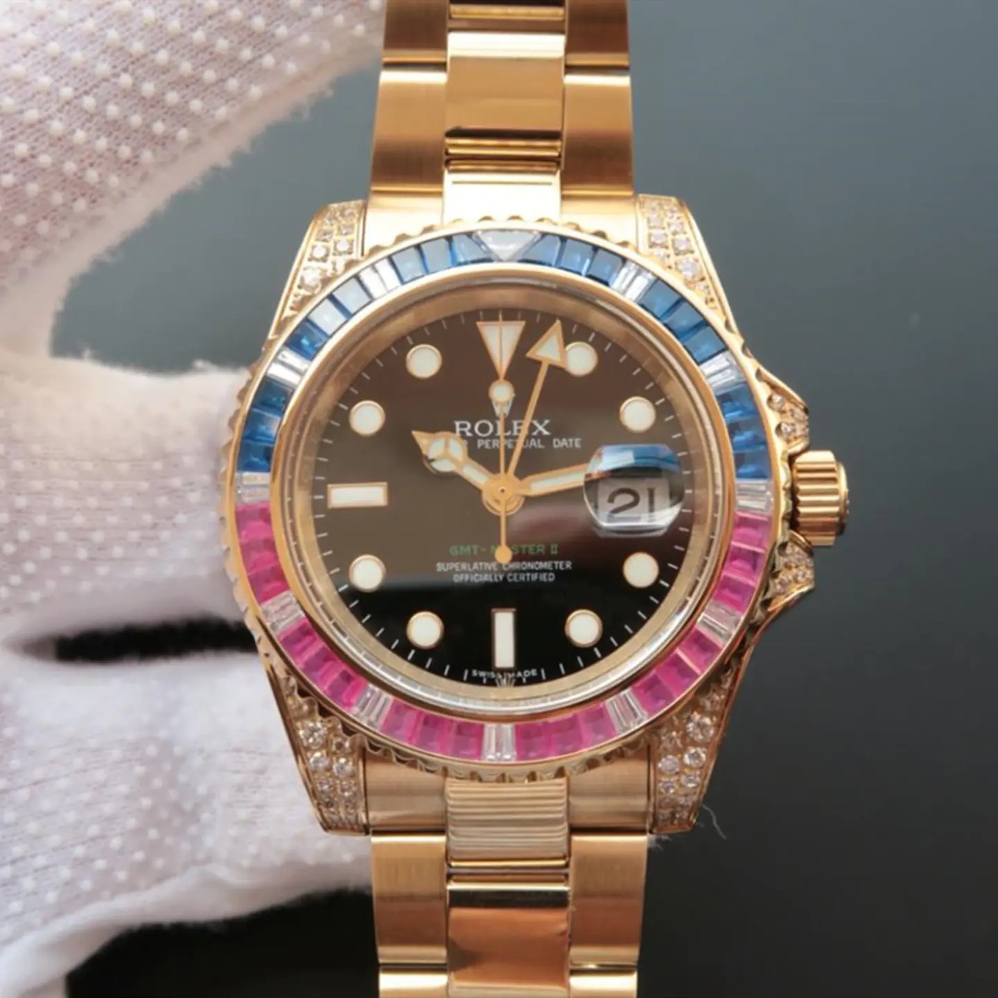 Rolex Submariner Golden Blue / Red Diamond Black Dial 40mm - Image 2