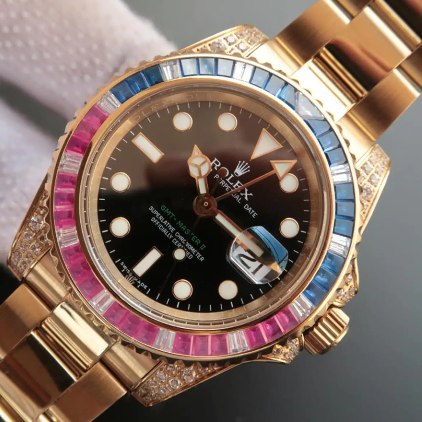 Rolex Submariner Golden Blue / Red Diamond Black Dial 40mm - Image 4