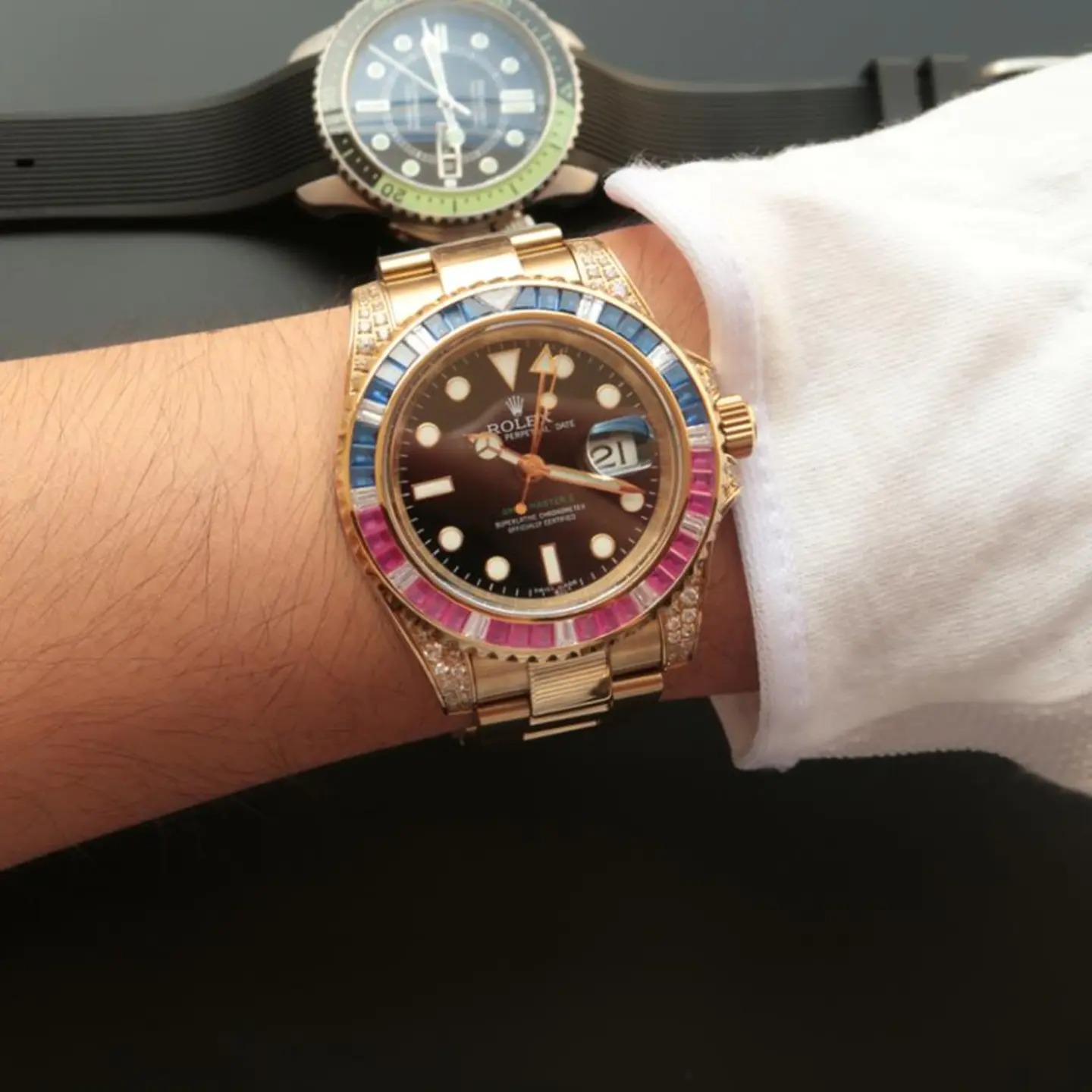 Rolex Submariner Golden Blue / Red Diamond Black Dial 40mm - Image 9